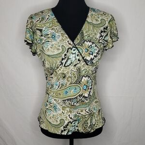 Vintage Perseption Concept Babydoll Paisley Ruffle Sleeves Top Size S 90s Fairy